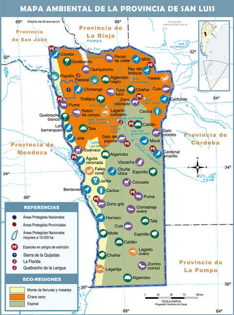 Mapa ambiental de la Provincia de San Luis, Argentina