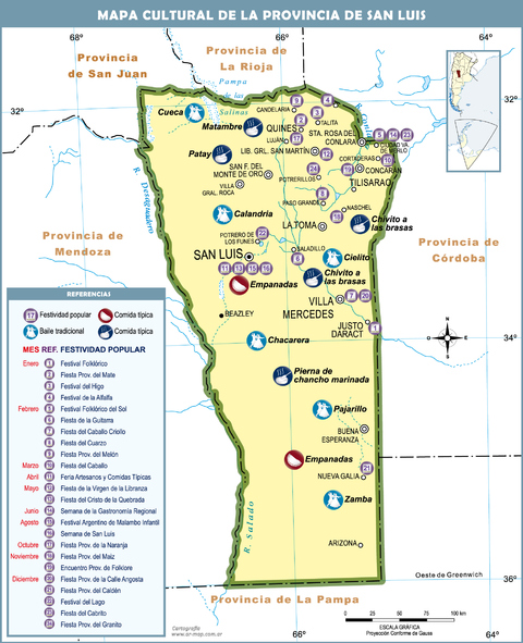 Cultural map of the Province of San Luis, Argentina