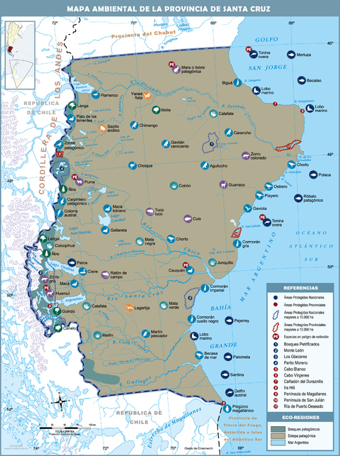 Mapa ambiental de la Provincia de Santa Cruz, Argentina