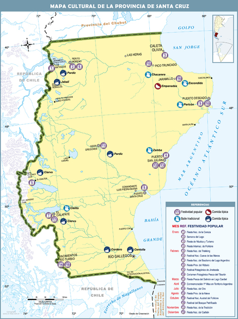 Mapa cultural de la Provincia de Santa Cruz, Argentina