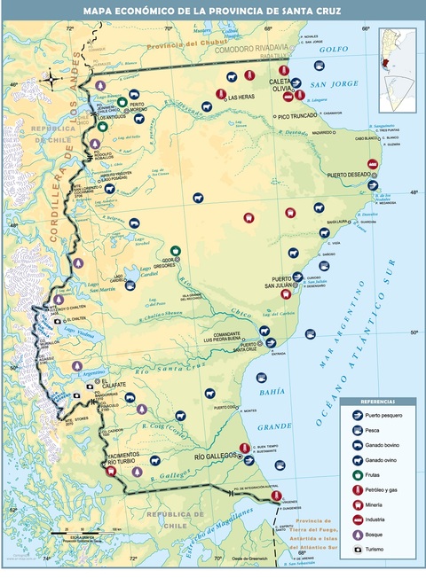 Economic map of the Province of Santa Cruz, Argentina