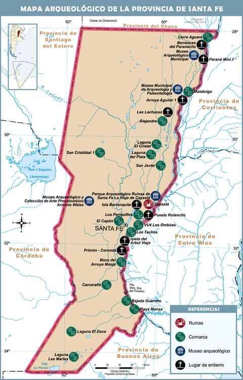 Archaeological map of the Province of Santa Fe, Argentina