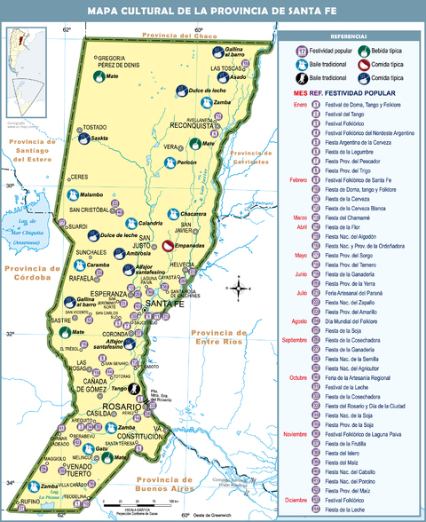 Cultural map of the Province of Santa Fe, Argentina