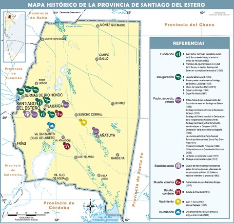 Historical map of the Province of Santiago del Estero