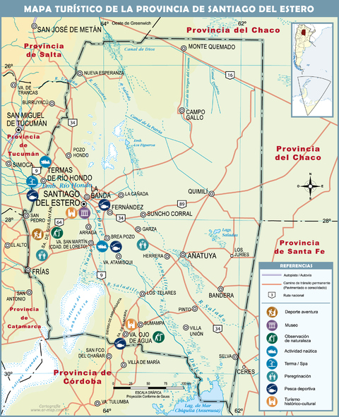 Mapa turístico de la Provincia de Santiago del Estero