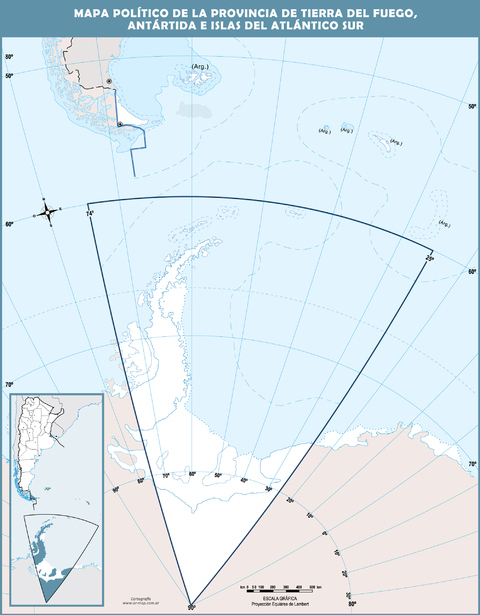 Mapa mudo de la Provincia de Tierra del Fuego, Argentina