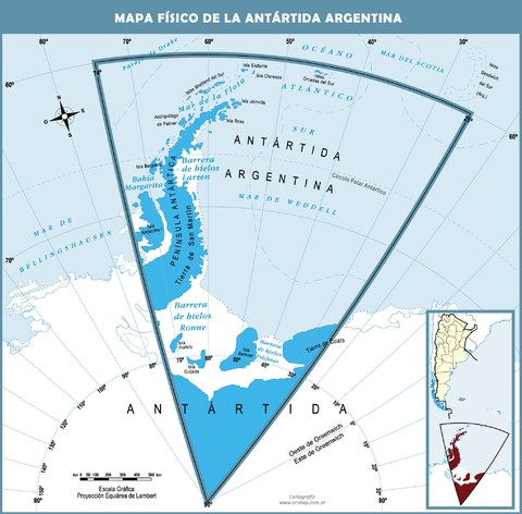 Physical map of the Argentine Antarctica
