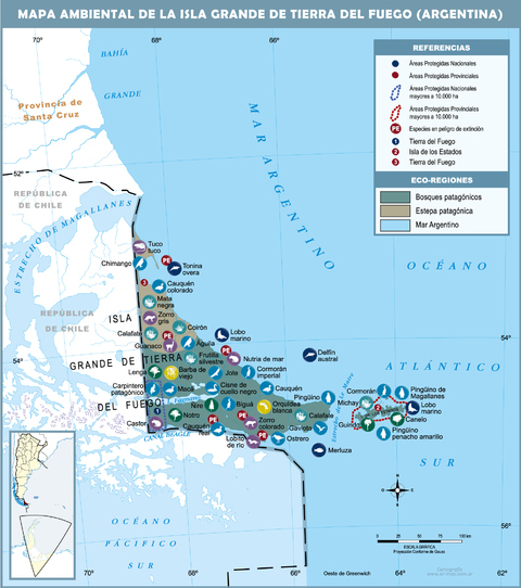 Mapa ambiental del lado argentino de la isla Grande de Tierra del Fuego