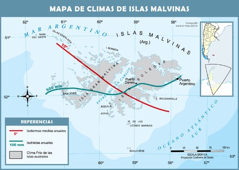 Climatic map of the Falkland Islands