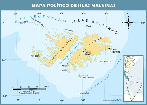 Mapa de las Islas Malvinas