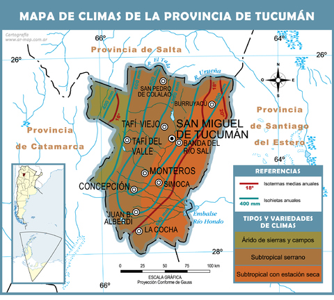 Mapa climático de la Provincia de Tucumán