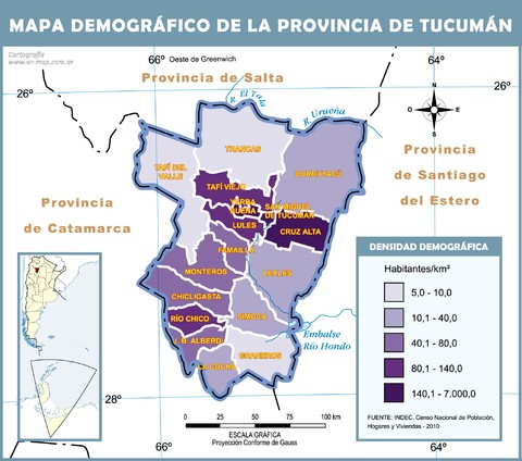 Mapa demográfico de la Provincia de Tucumán