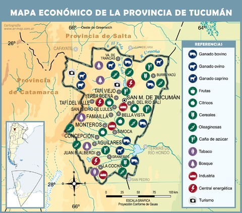 Mapa económico de la Provincia de Tucumán