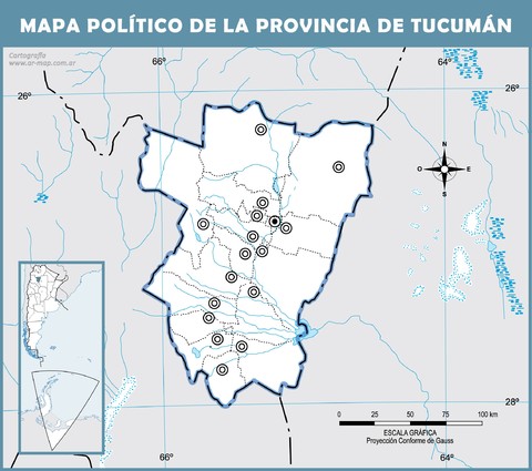 Blank political map of the Province of Tucumán