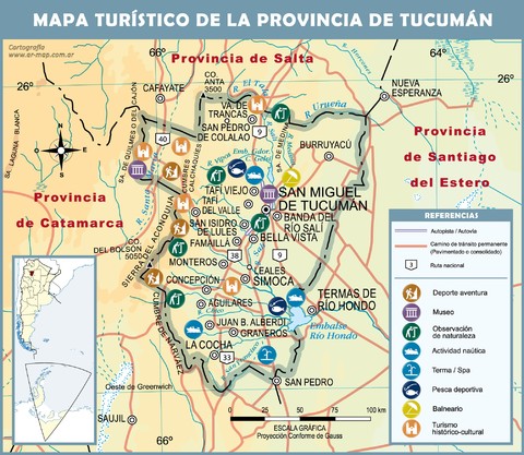 Mapa turístico de la Provincia de Tucumán