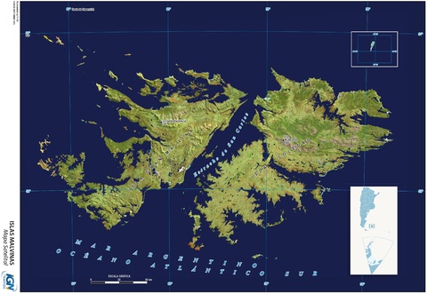 Satellite map of the Falkland Islands