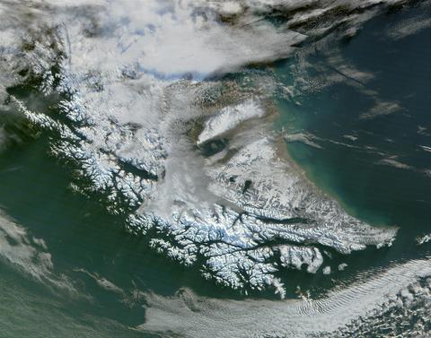 Imagen satelital de Tierra del Fuego