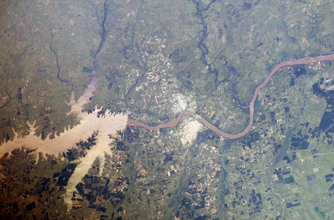 Satellite image of the Salto Grande Dam