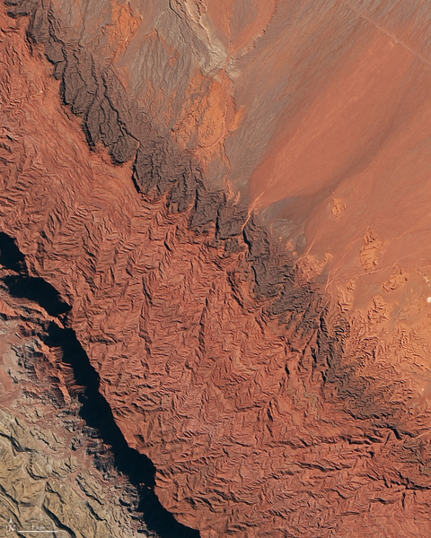Imagen de satélite del Parque nacional Talampaya, Argentina