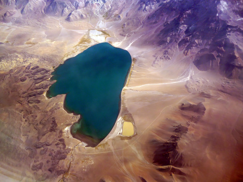 Aerial photography of the Laguna del Diamante, Argentina