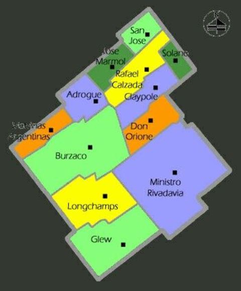 Map of Almirante Brown partido