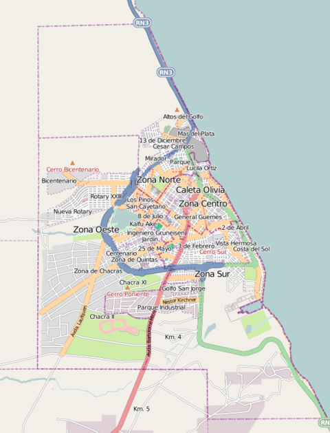 Neighborhoods of Caleta Olivia, province of Santa Cruz, Argentina