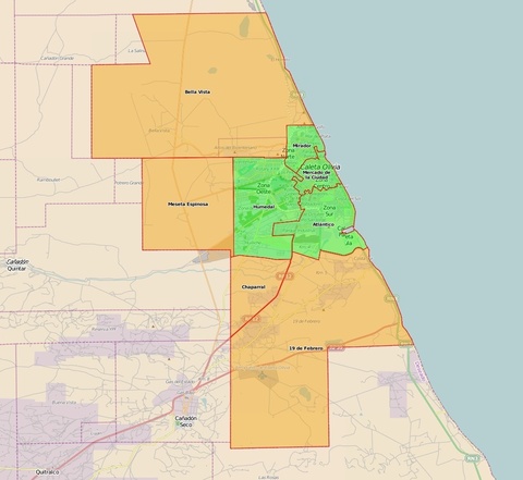 Districts of Caleta Olivia, province of Santa Cruz, Argentina
