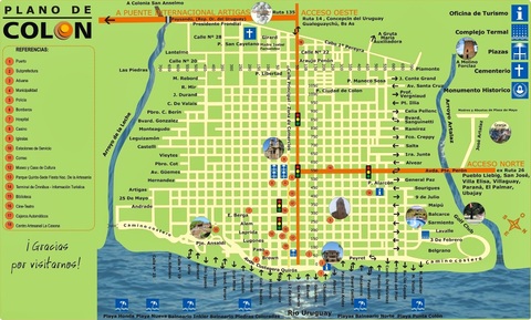 Tourist map of Colón, Entre Ríos, Argentina