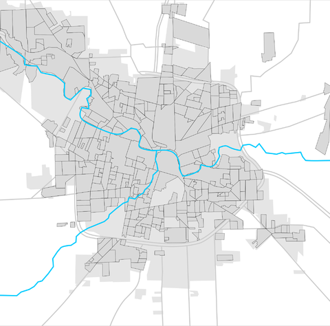 Mapa mudo de los barrios de Córdoba, Argentina