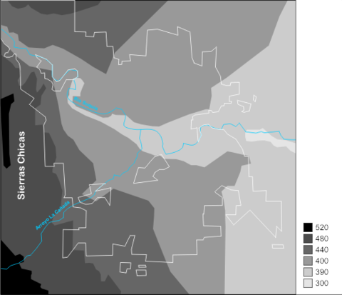Terrain map of the City Córdoba, Argentina Terrain map of the City Córdoba, Argentina