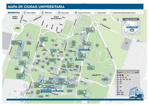 University City map of the Córdoba, Argentina