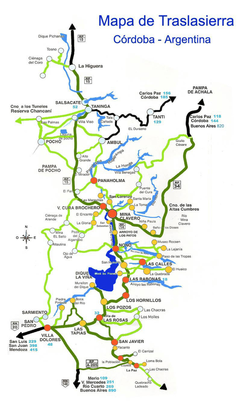 Map of Traslasierra Valley, Córdoba, Argentina Map of Traslasierra Valley, Córdoba, Argentina