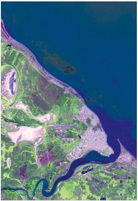 Imagen satelital de la ciudad de Río Grande, Argentina