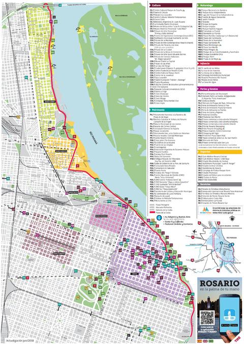 Mapa turístico de Rosario, Santa Fe, Argentina