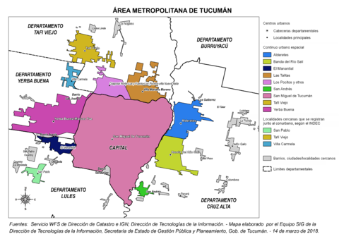 Mapa del Gran San Miguel de Tucumán