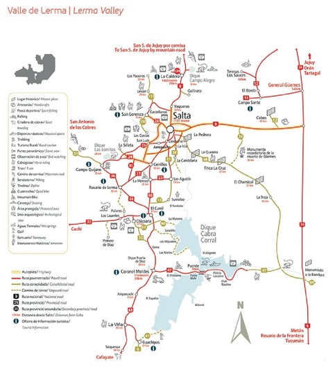 Mapa del Valle de Lerma, Salta, Argentina