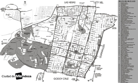 Tourist map of the city of Mendoza, Argentina