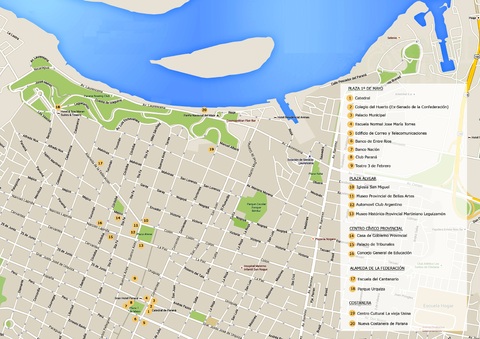 Mapa de la ciudad de Paraná, Entre Ríos, Argentina