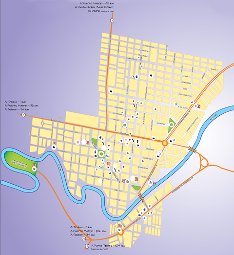 Mapa de la ciudad de Rawson, Chubut, Argentina