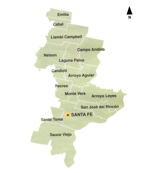 Mapa del departamento de La Capital, Santa Fe, Argentina