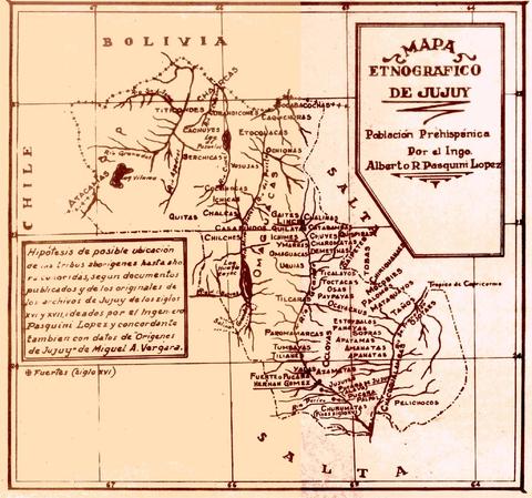Ethnographic map of the province of Jujuy, Argentina