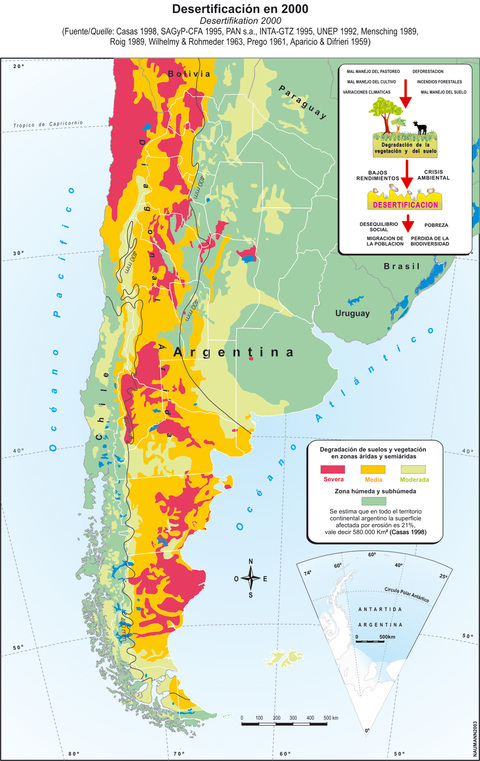 Desertification map of Argentina