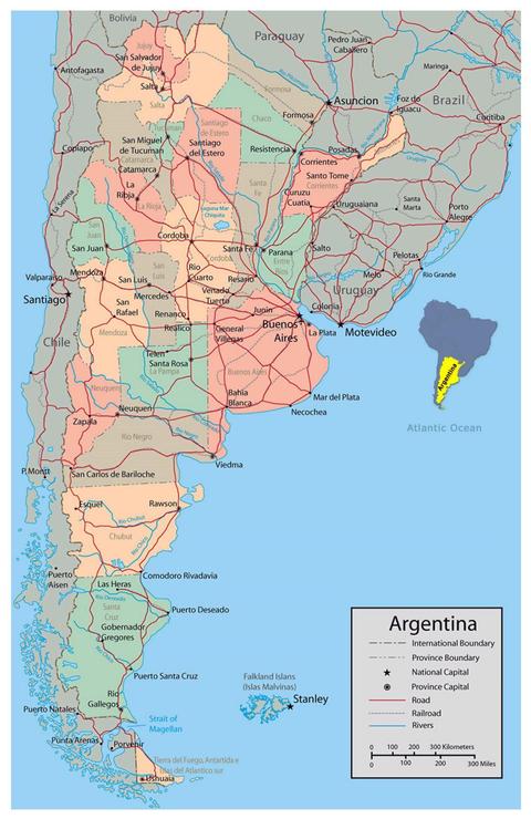 Mapa político de Argentina