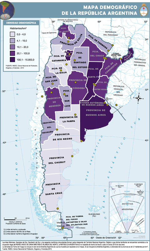 Mapa demográfico de Argentina