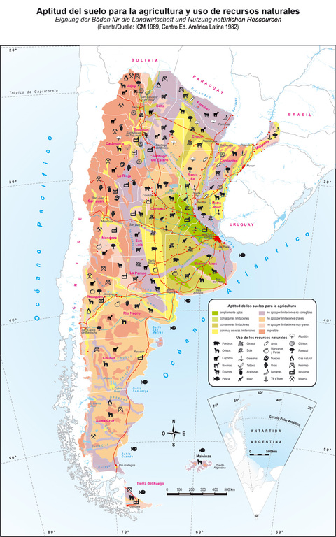 Aptitud del suelo para usos agrícolas y de recursos naturales en Argentina