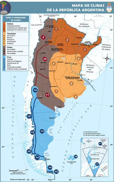 Climatic map of Argentina