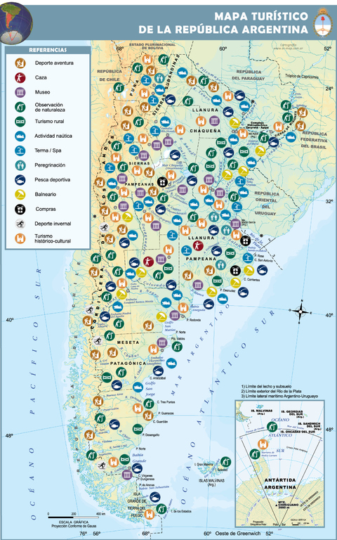 Mapa turístico de Argentina
