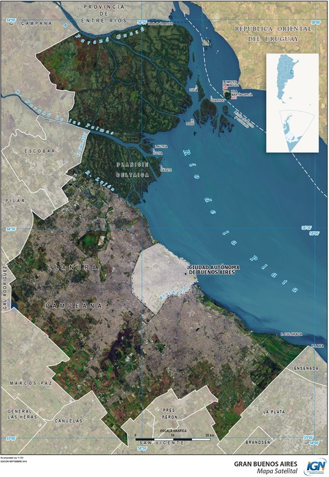 Mapa satelital del gran Buenos Aires, Argentina
