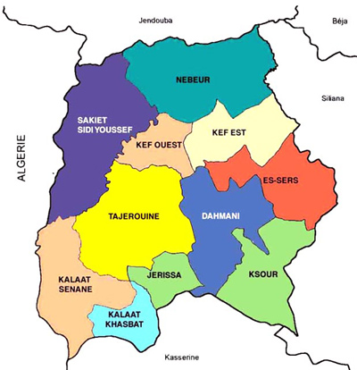 Kef Governorate Map, Tunisia