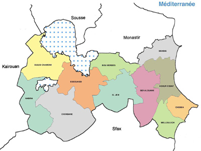 Mahdia Governorate Map, Tunisia